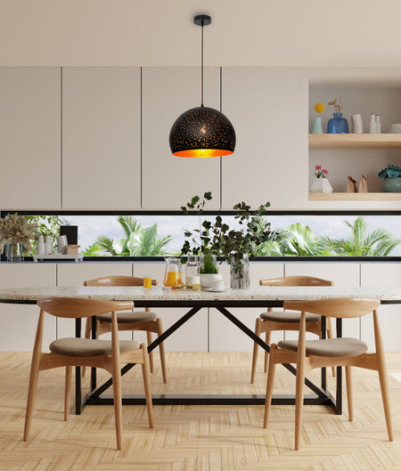 Celeste Bohemian Rustic Embossed Dome Shape Pendant Light