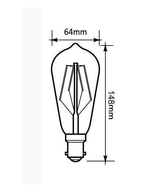 ST64 Pear Shape LED Filament Dimmable Globe Clear Diffuser (8W) - 2700K / BC (B22)