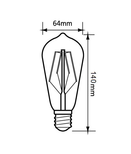 ST64 Pear Shape LED Filament Dimmable Globe Clear Diffuser (8W) - 2700K / BC (B22)