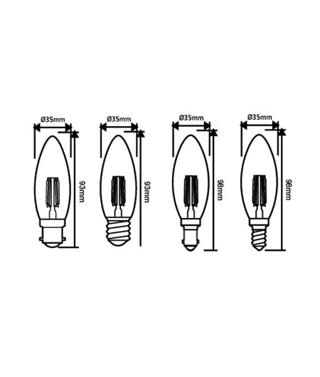 Candle LED Filament Dimmable Globe Clear Diffuser (4W) - 2700K / SES (E14)
