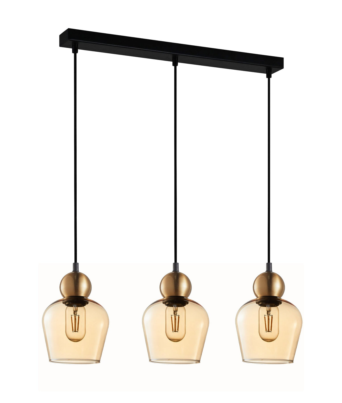 Champan Interior Bronze Amber / Mirror Finish Smokey Black Glass Ellipse Multiple Bar Base Pendant Light - Bronze Amber