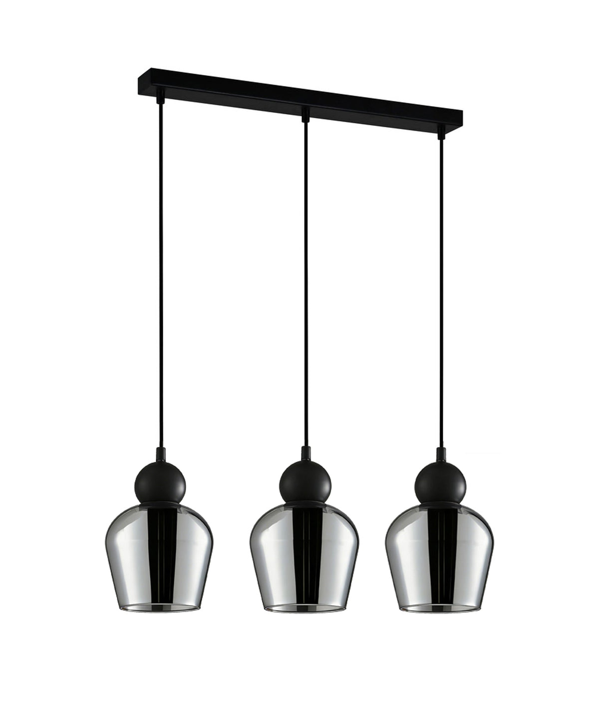 Champan Interior Bronze Amber / Mirror Finish Smokey Black Glass Ellipse Multiple Bar Base Pendant Light - Mirror Finish