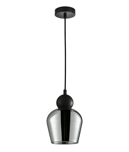 Champan Interior Bronze Amber / Mirror Finish Smokey Black Glass Ellipse Pendant Light - Mirror Finish Smokey Black