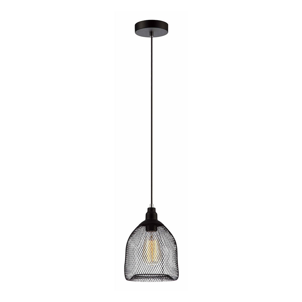 Mesh Bird Cage Shape Pendant Black