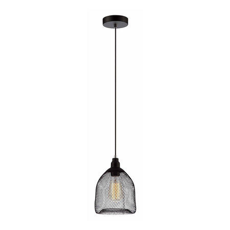 Mesh Bird Cage Shape Pendant Black