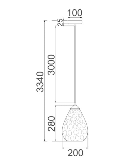 Chuva Smokey Black Mirror Finish Glass with Rain Drop Effect Oval Pendant Light