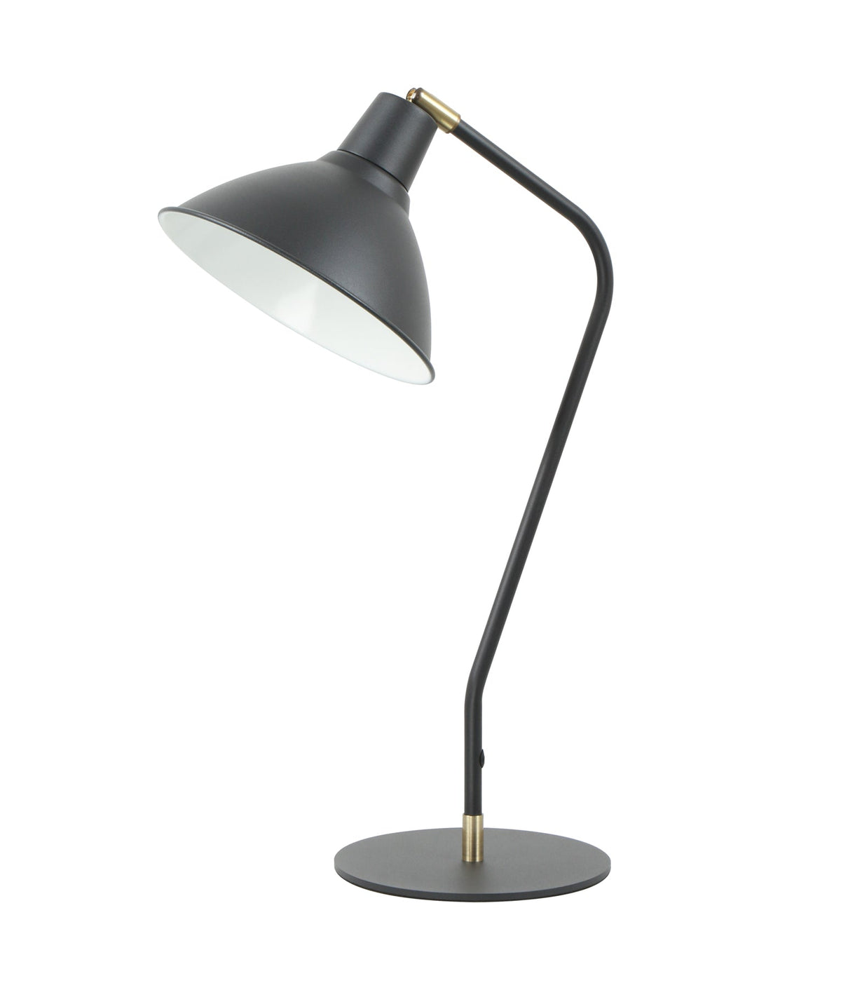Collo Cone Shade with Antique Brass Highlight Table Lamp - Matte Black