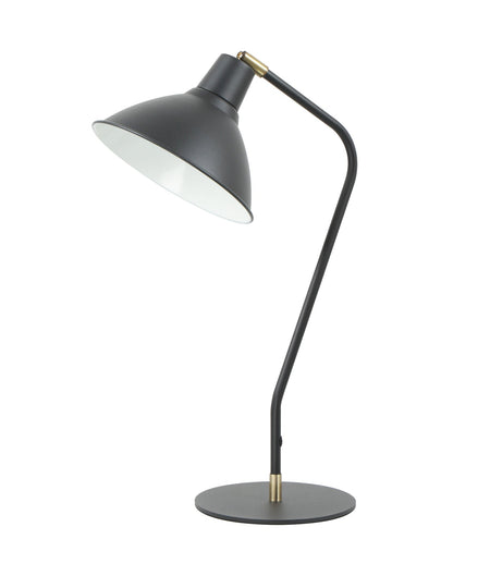 Collo Cone Shade with Antique Brass Highlight Table Lamp - Matte Black