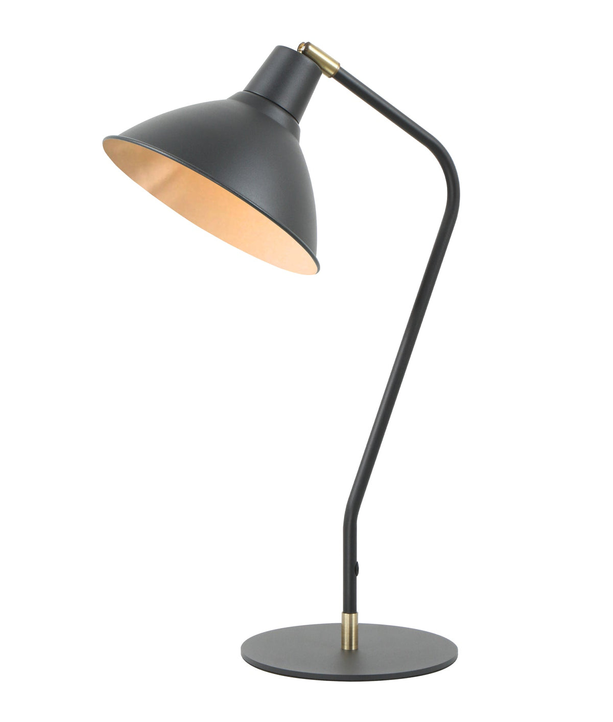 Collo Cone Shade with Antique Brass Highlight Table Lamp - Matte Black