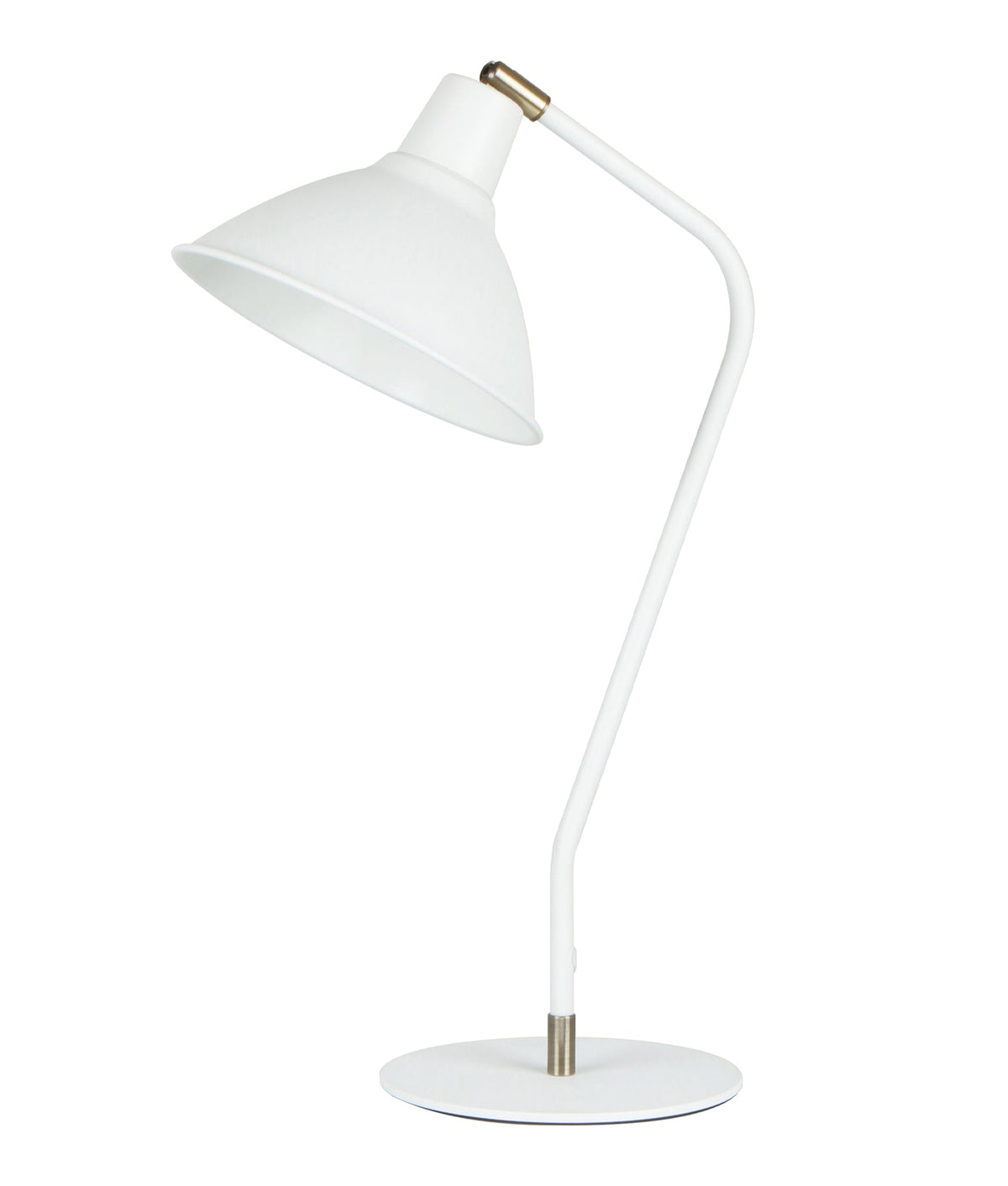 Collo Cone Shade with Antique Brass Highlight Table Lamp - Matte White