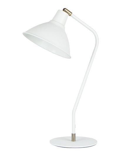 Collo Cone Shade with Antique Brass Highlight Table Lamp - Matte White