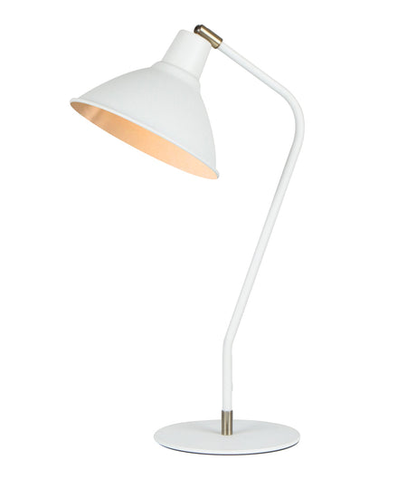 Collo Cone Shade with Antique Brass Highlight Table Lamp - Matte White