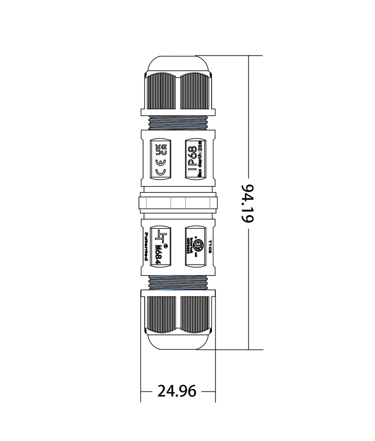 CONN005 Waterproof 2 Way Connector IP68