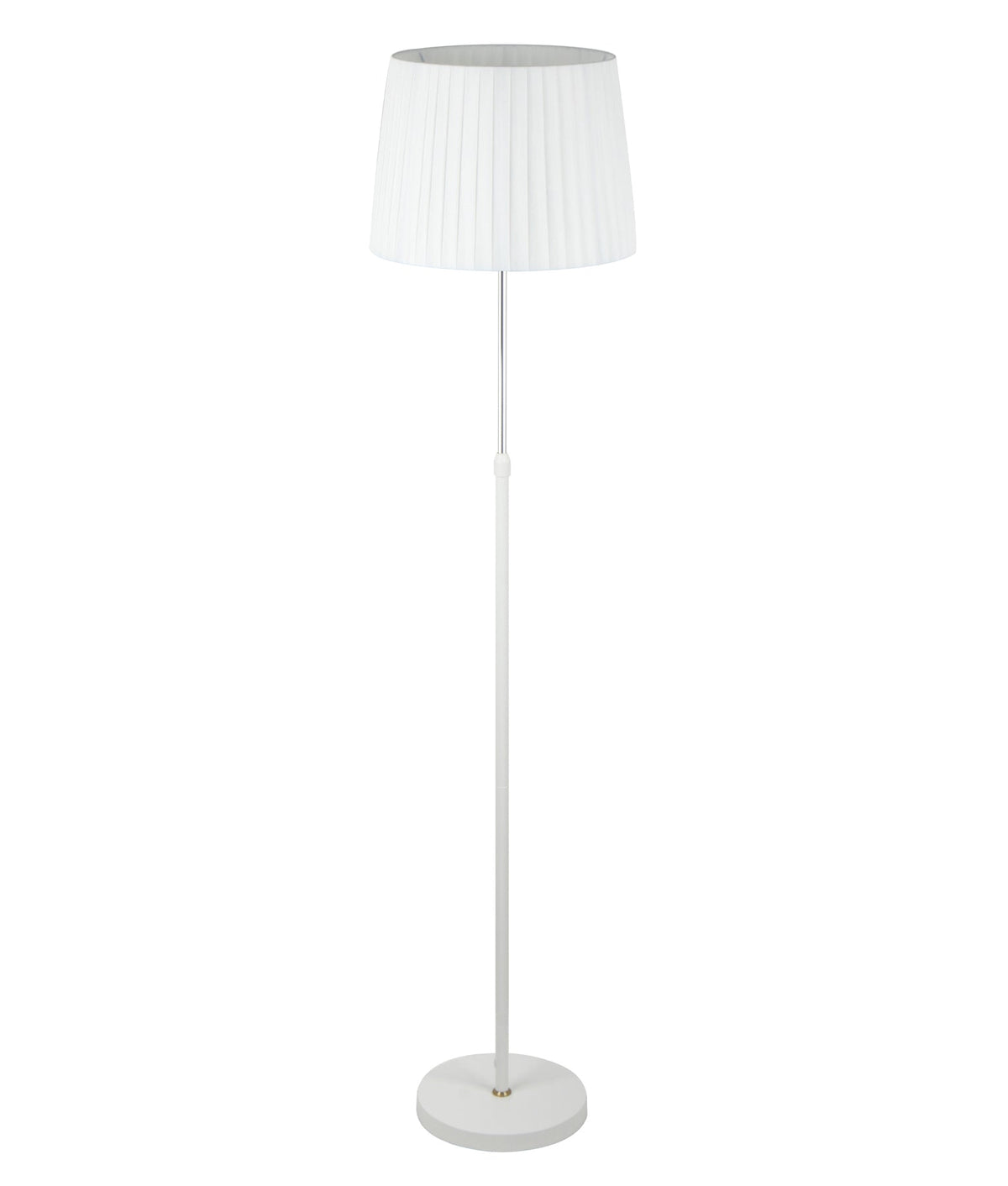 Crecer Interior Slanted Pleated Shade Height Adjustable Floor Lamp - White Shade / Chrome Highlight