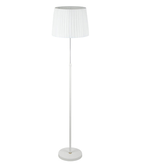Crecer Interior Slanted Pleated Shade Height Adjustable Floor Lamp - White Shade / Chrome Highlight