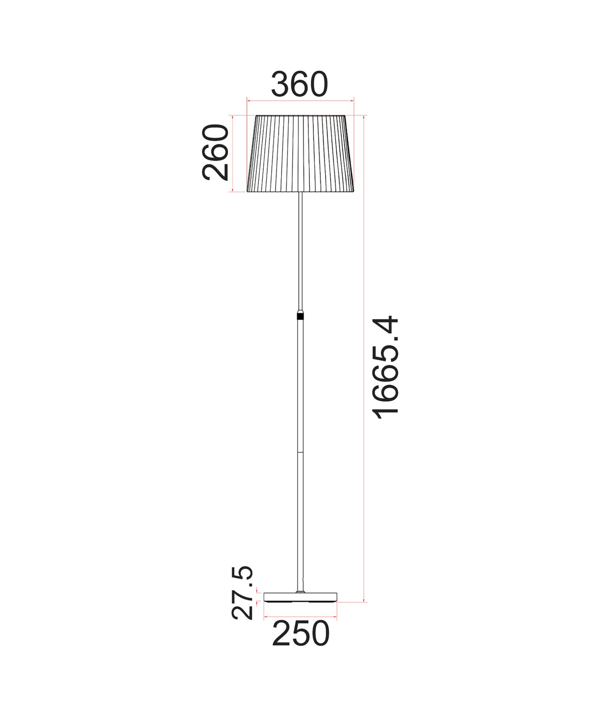 Crecer Interior Slanted Pleated Shade Height Adjustable Floor Lamp - White Shade / Antique Brass Highlight