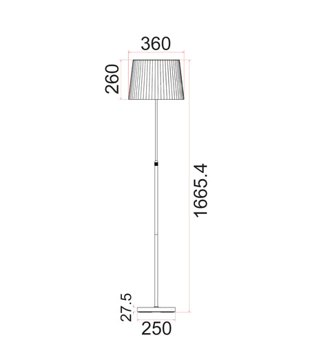 Crecer Interior Slanted Pleated Shade Height Adjustable Floor Lamp - White Shade / Chrome Highlight