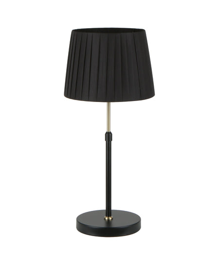 Crecer Interior Slanted Pleated Shade Height Adjustable Table Lamp - Black Shade / Antique Brass Highlight