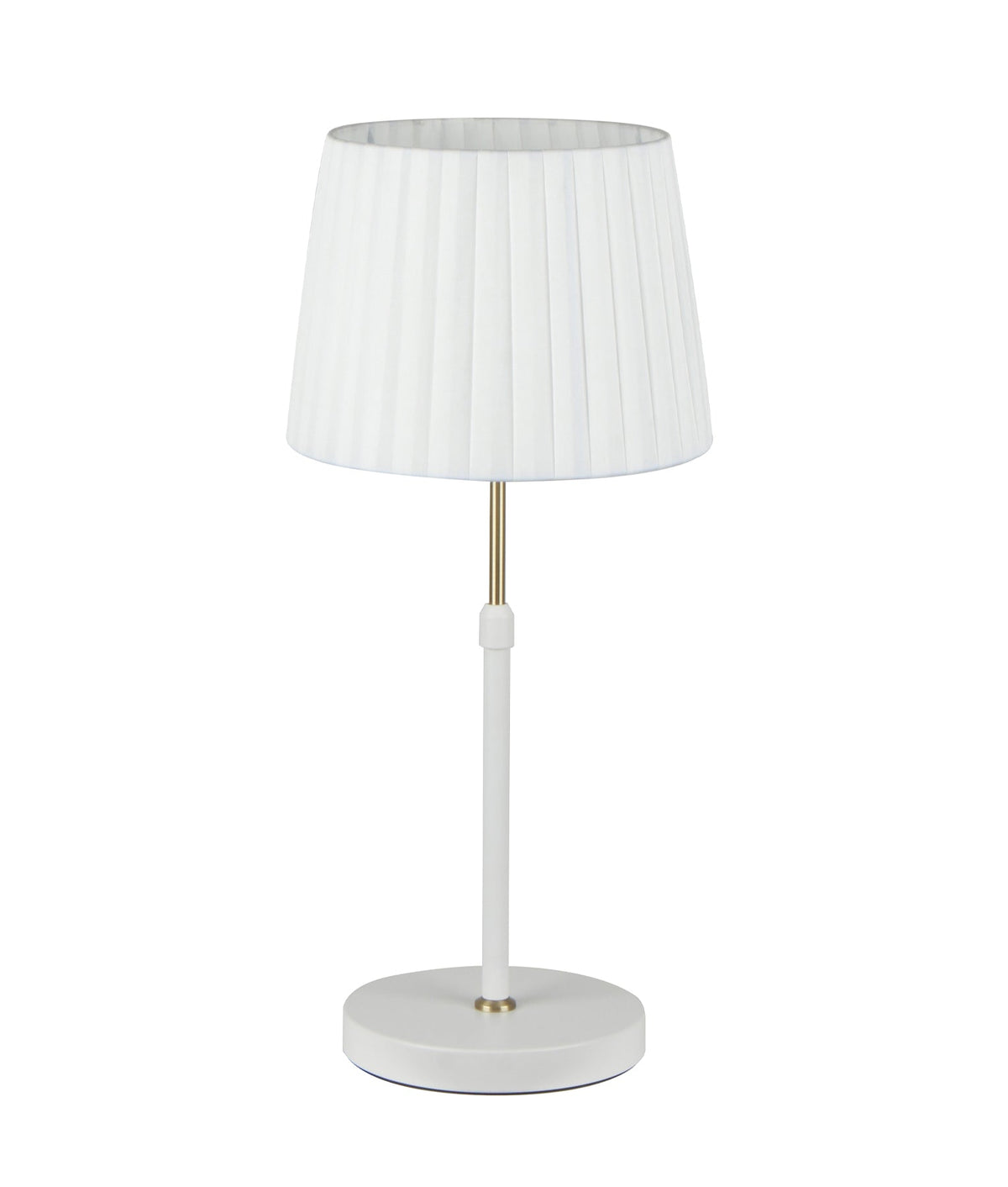 Crecer Interior Slanted Pleated Shade Height Adjustable Table Lamp - White Shade / Antique Brass Highlight