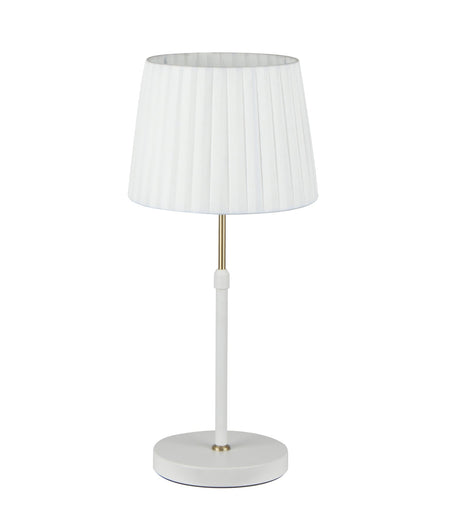 Crecer Interior Slanted Pleated Shade Height Adjustable Table Lamp - White Shade / Antique Brass Highlight