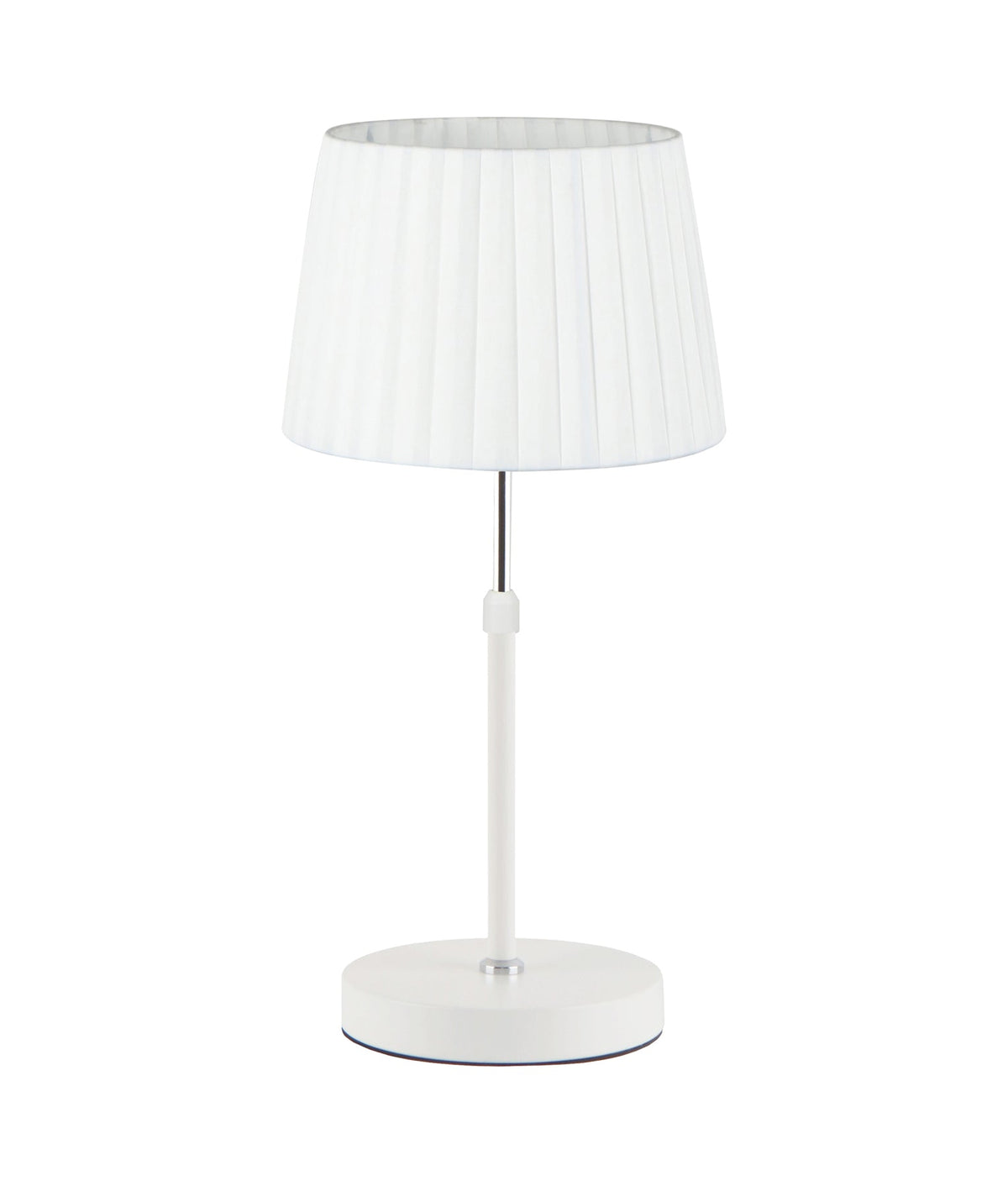 Crecer Interior Slanted Pleated Shade Height Adjustable Table Lamp - White Shade / Chrome Highlight