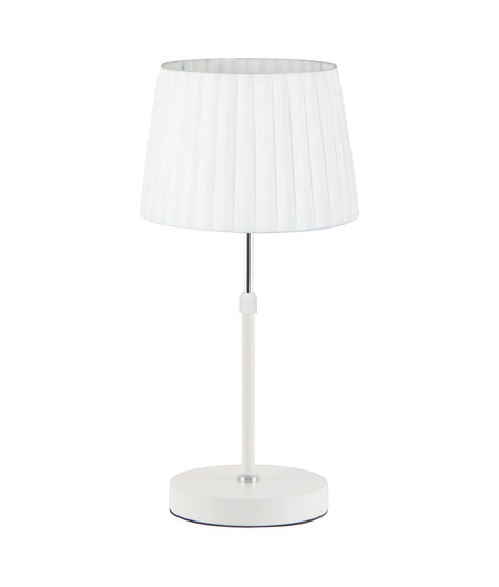Crecer Interior Slanted Pleated Shade Height Adjustable Table Lamp - White Shade / Chrome Highlight