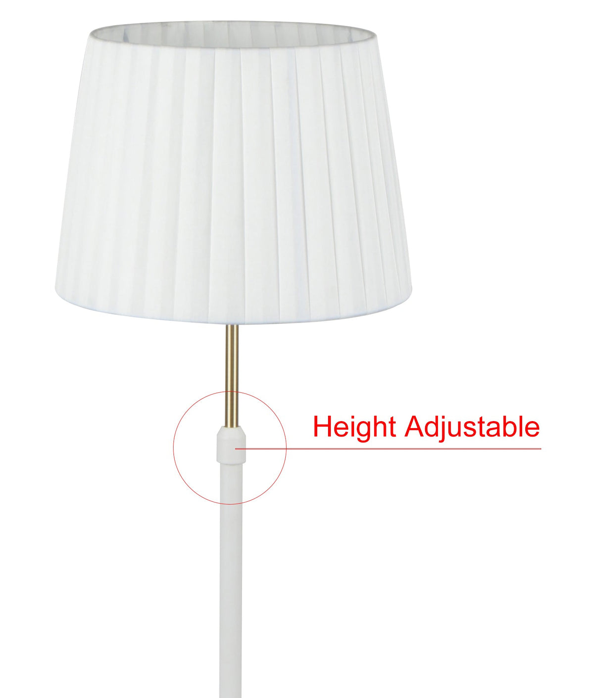 Crecer Interior Slanted Pleated Shade Height Adjustable Floor Lamp - White Shade / Chrome Highlight