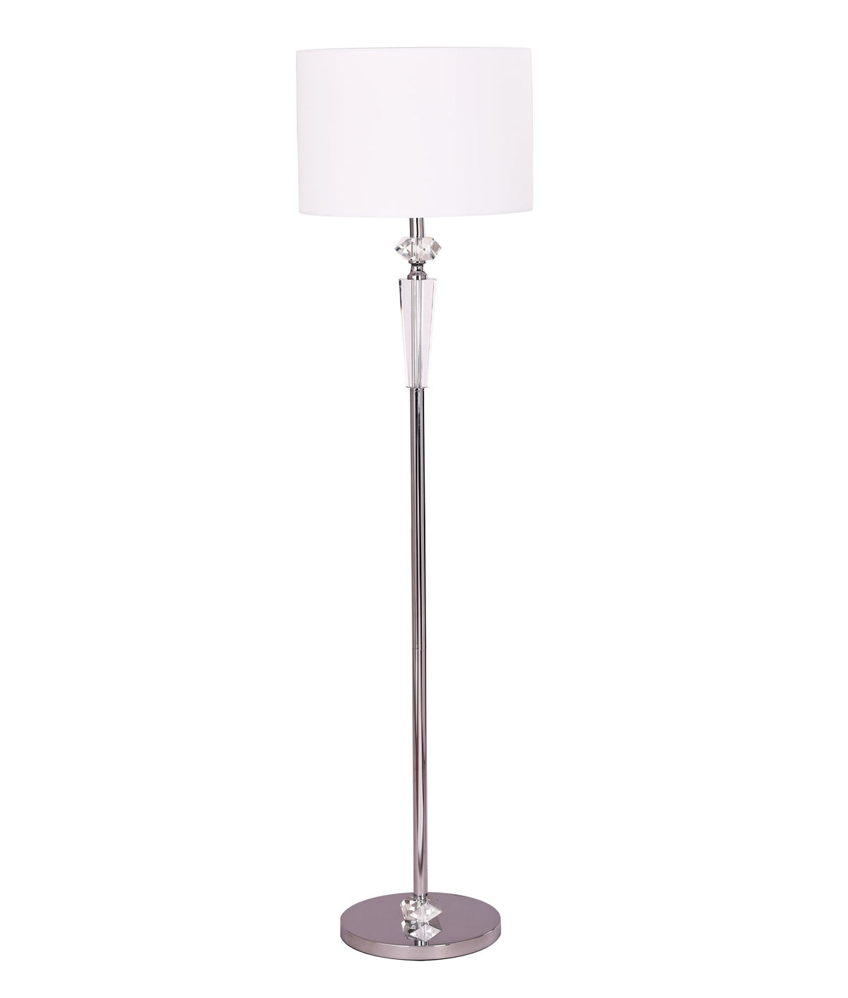 Cristallo Interior Drum Shade Chrome Rod with Crystal Highlight Floor Lamp