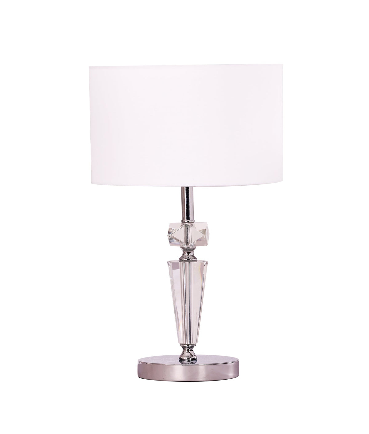 Cristallo Interior Drum Shade Chrome Rod with Crystal Highlight Table Lamp