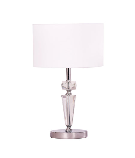 Cristallo Interior Drum Shade Chrome Rod with Crystal Highlight Table Lamp