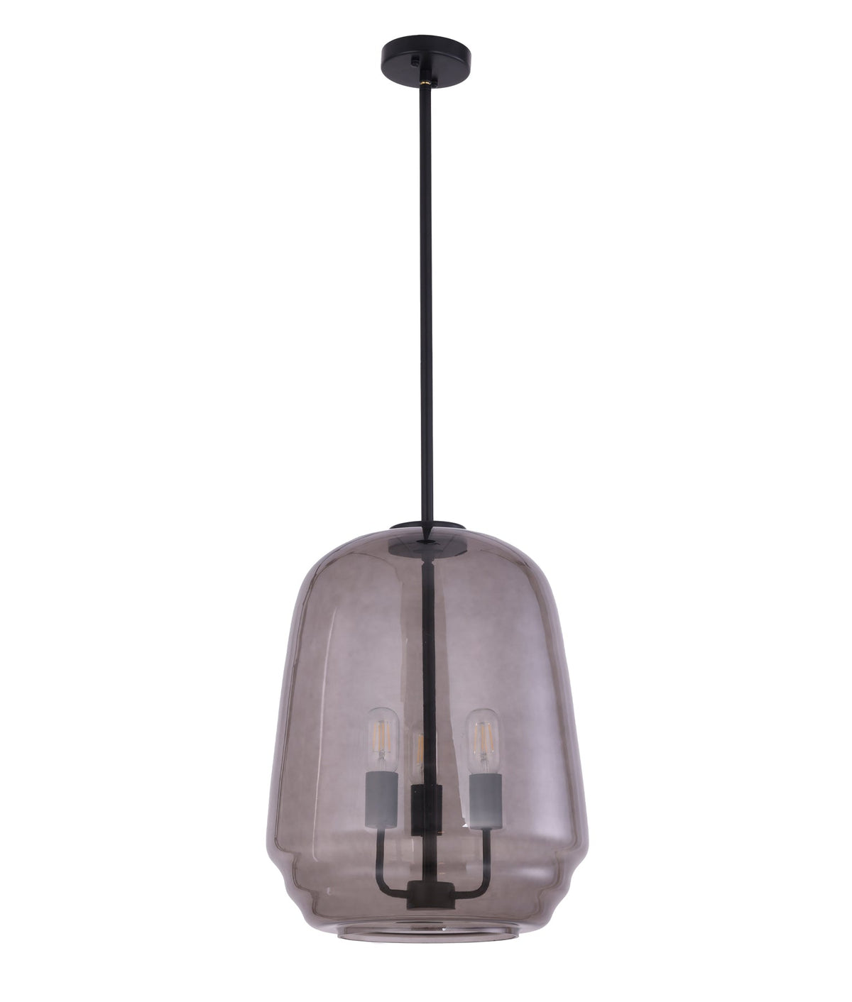 Cuad Interior Smokey Black Round Pyramid Glass Shade Pendant Light