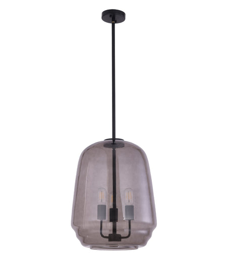 Cuad Interior Smokey Black Round Pyramid Glass Shade Pendant Light