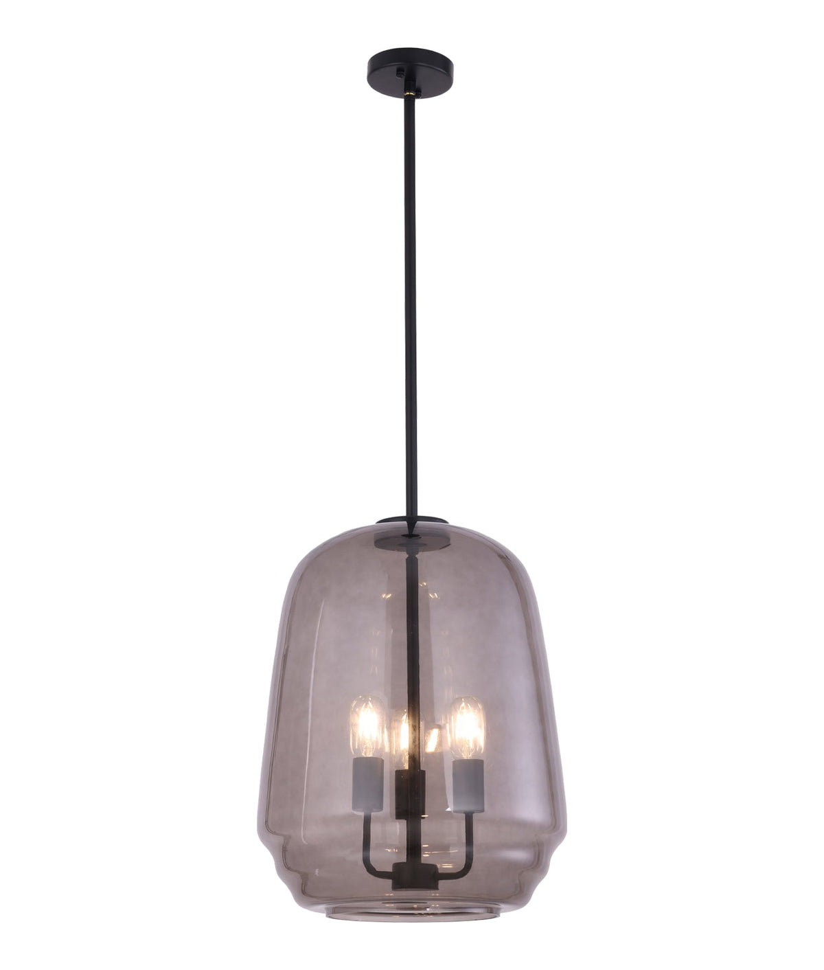 Cuad Interior Smokey Black Round Pyramid Glass Shade Pendant Light
