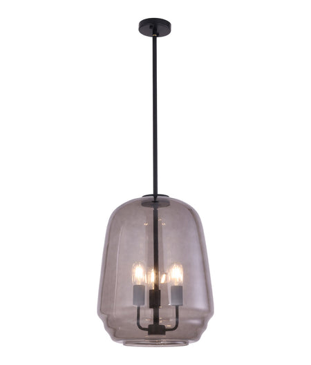 Cuad Interior Smokey Black Round Pyramid Glass Shade Pendant Light