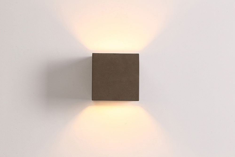 Cube 3.5W LED Up/Down Exterior Wall Light Cement / Warm White