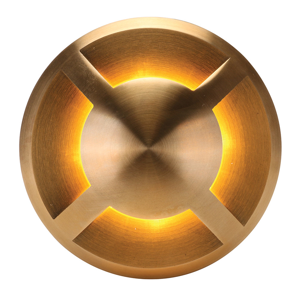 Deka 3 Watt 12V Round Four-Way LED Deck/Inground Light Brass / White
