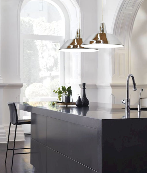 Divo Industrial Retro Dome Chrome Pendant Light