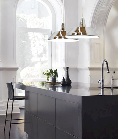 Divo Industrial Retro Dome Chrome Pendant Light