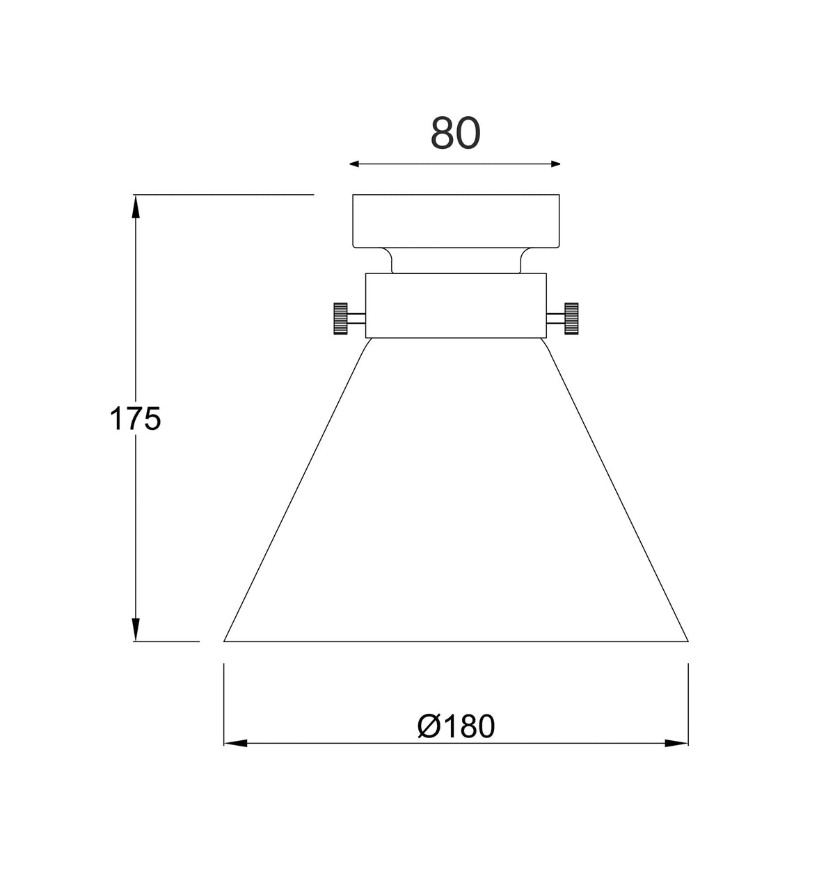 D.I.Y. Batten Fix Ceiling Light - Small Cone Shape Fixture - Smokey Black Glass & Chrome Batten