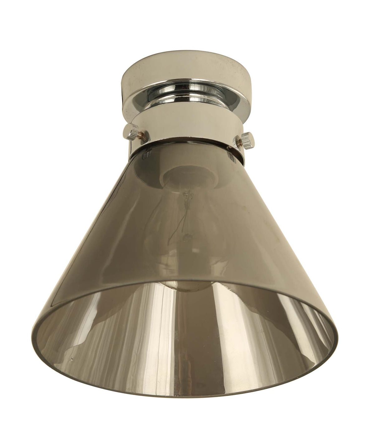 D.I.Y. Batten Fix Ceiling Light - Small Cone Shape Fixture - Smokey Black Glass & Chrome Batten