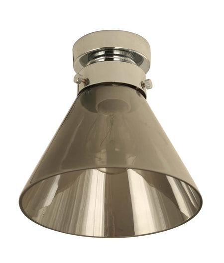 D.I.Y. Batten Fix Ceiling Light - Small Cone Shape Fixture - Smokey Black Glass & Chrome Batten