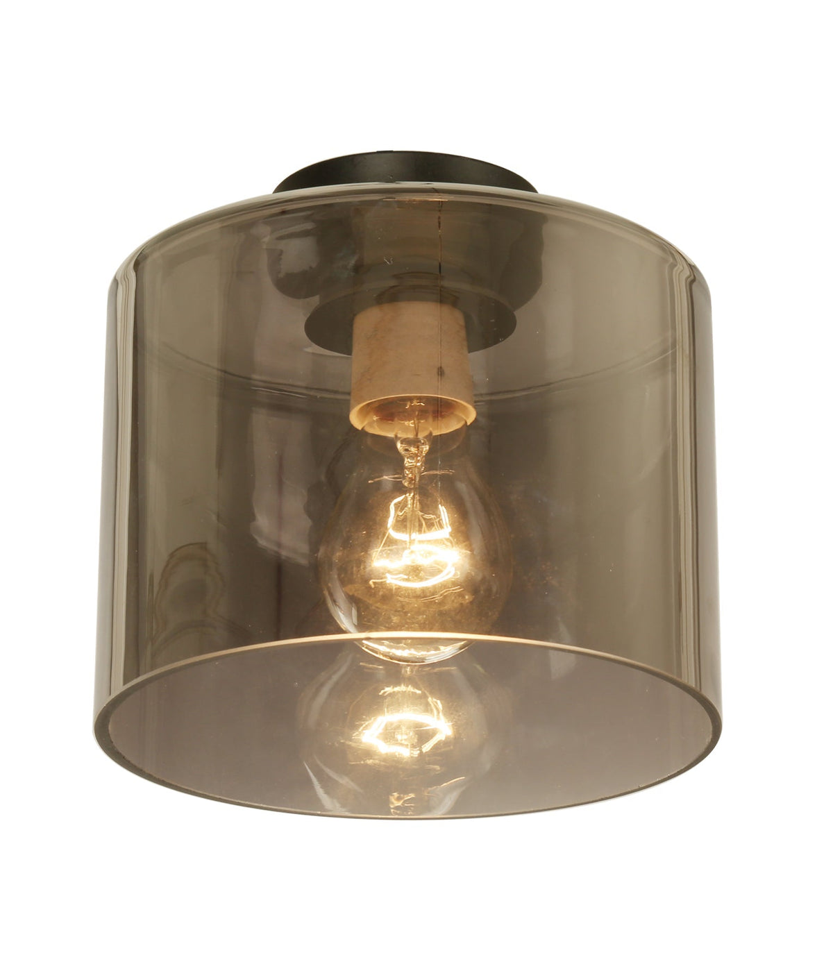 D.I.Y. Batten Fix Ceiling Light - Oblong Shape Fixture - Smokey Black Glass & Black Batten