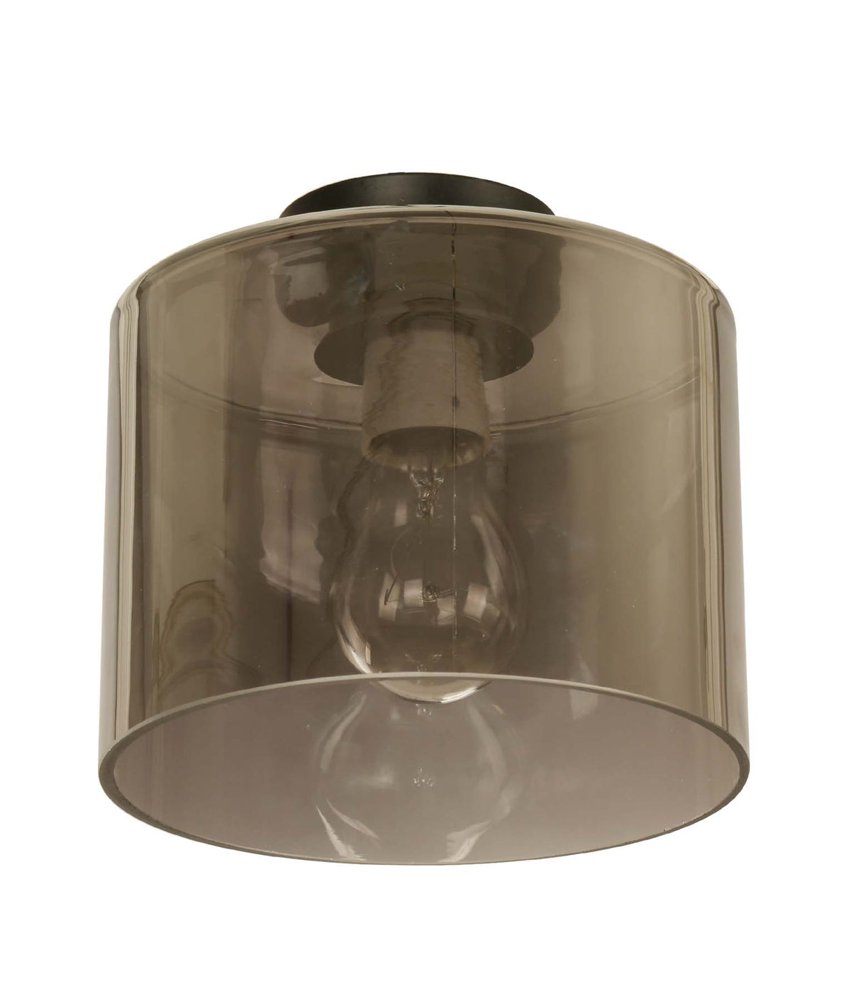 D.I.Y. Batten Fix Ceiling Light - Oblong Shape Fixture - Smokey Black Glass & Black Batten