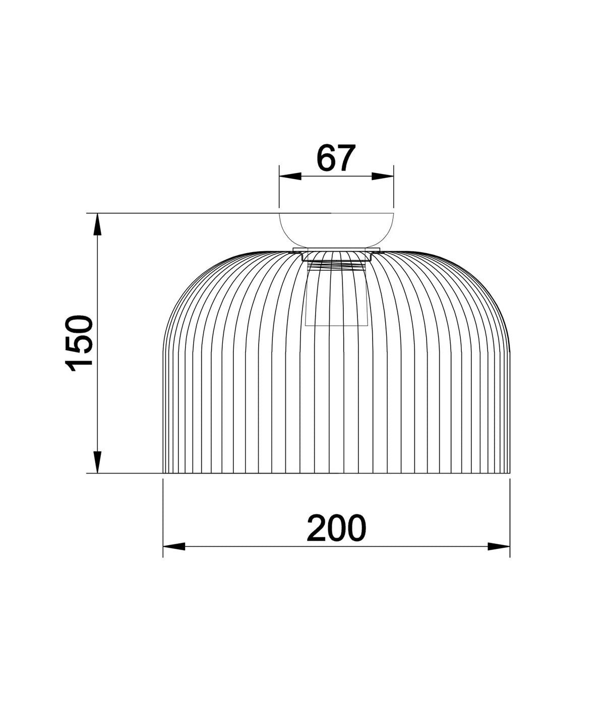 Diyvintaj D.I.Y. Dome Ribbed Glass Batten Fix Ceiling Light - Clear