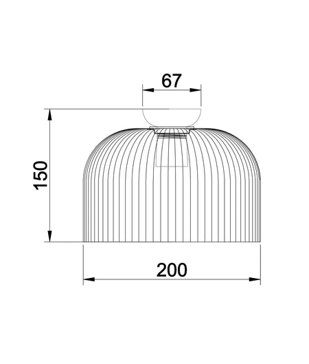 Diyvintaj D.I.Y. Dome Ribbed Glass Batten Fix Ceiling Light - Clear