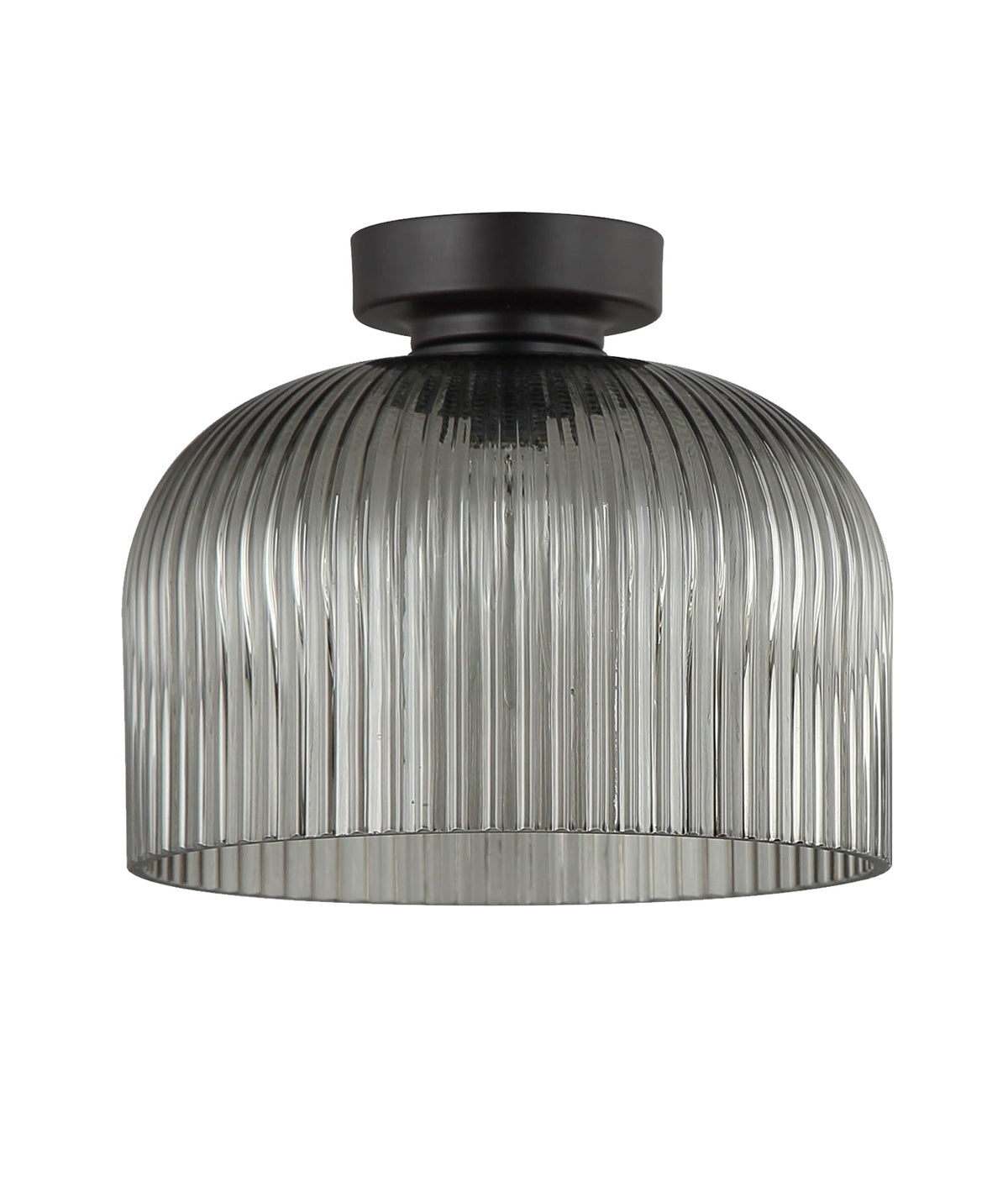 Diyvintaj D.I.Y. Dome Ribbed Glass Batten Fix Ceiling Light - Smokey Black