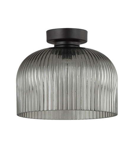 Diyvintaj D.I.Y. Dome Ribbed Glass Batten Fix Ceiling Light - Smokey Black