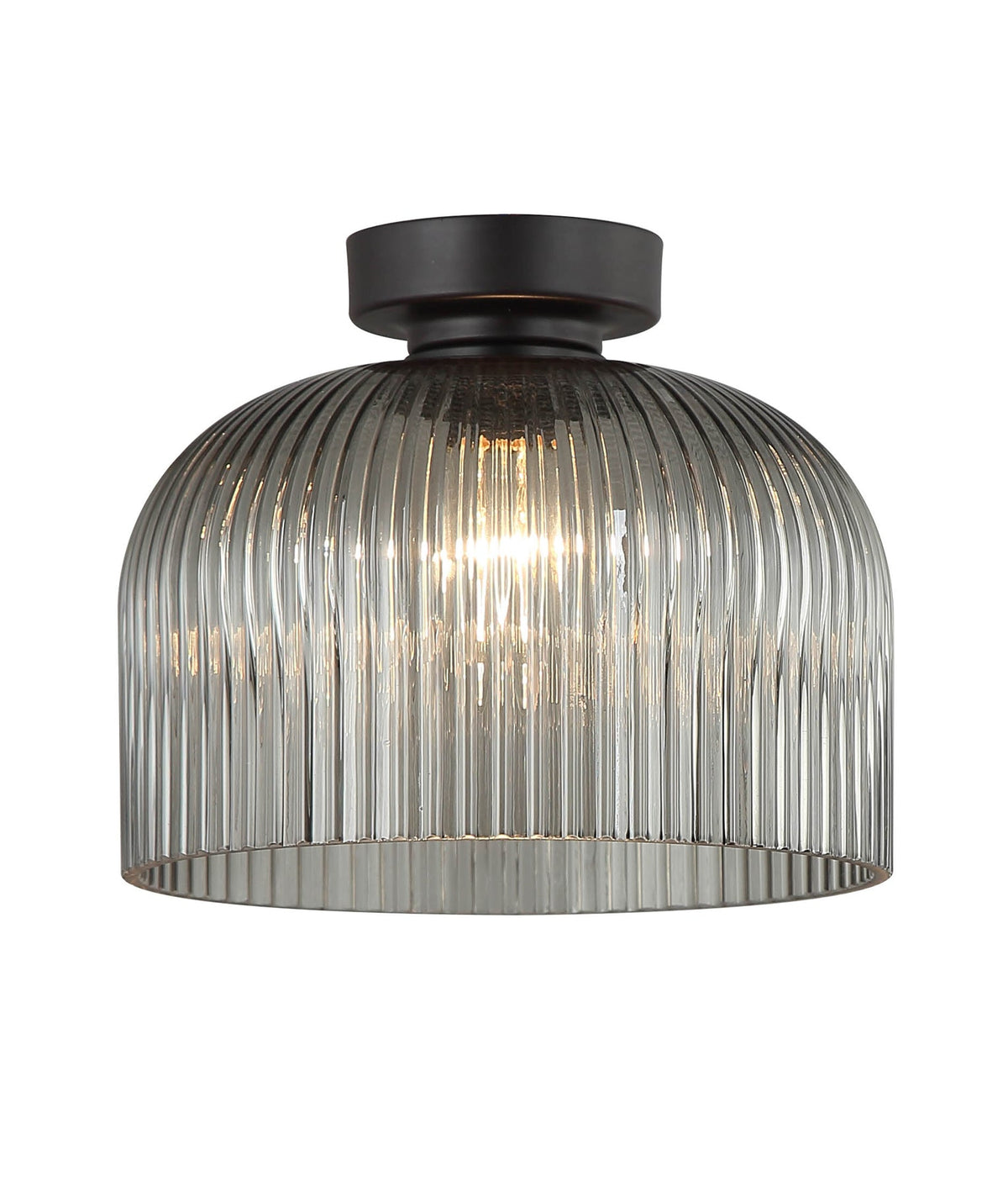 Diyvintaj D.I.Y. Dome Ribbed Glass Batten Fix Ceiling Light - Smokey Black