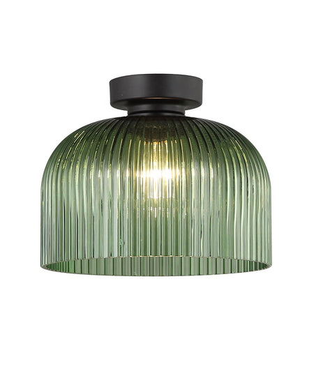 Diyvintaj D.I.Y. Dome Ribbed Glass Batten Fix Ceiling Light - Green