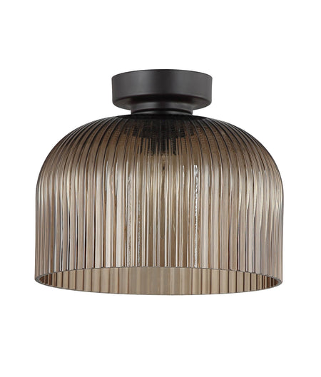 Diyvintaj D.I.Y. Dome Ribbed Glass Batten Fix Ceiling Light - Amber